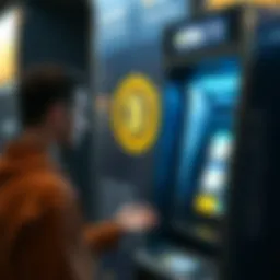 User interacting with a Bit ATM machine