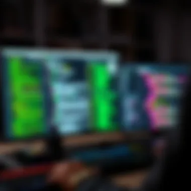 Illustration of a coding environment for cryptocurrency development