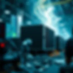 Conceptual representation of virtual mining in cryptocurrency
